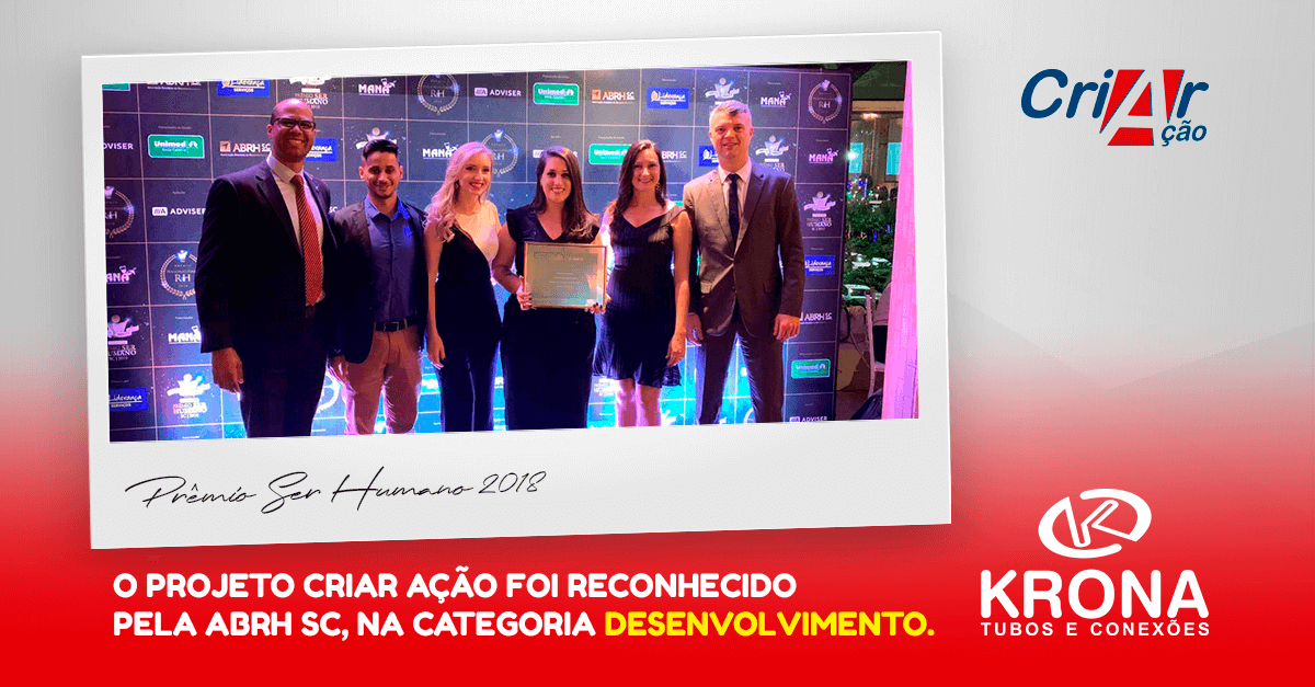 Krona reconhecida no Prêmio Ser Humano SC 2018