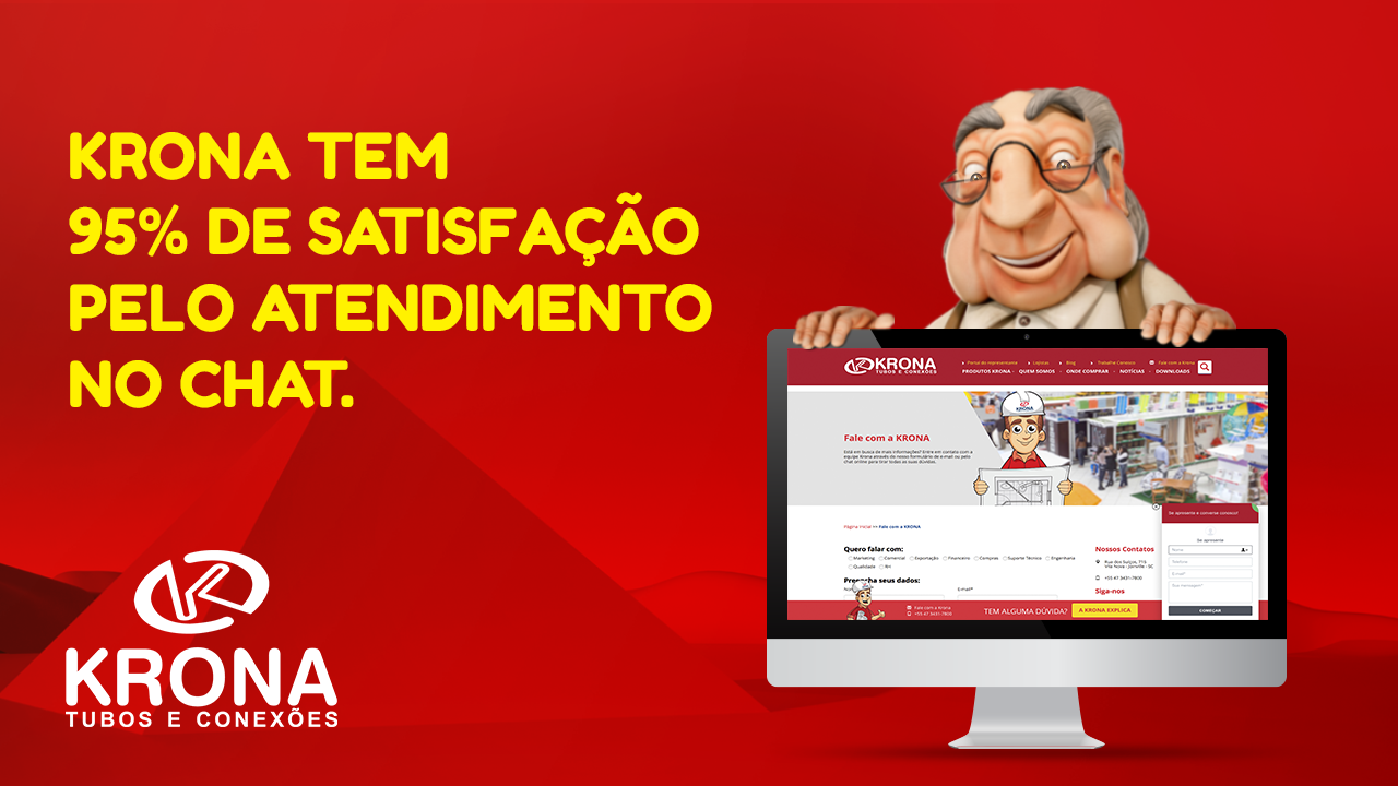 Krona tem 95% de satisfação pelo atendimento no chat.