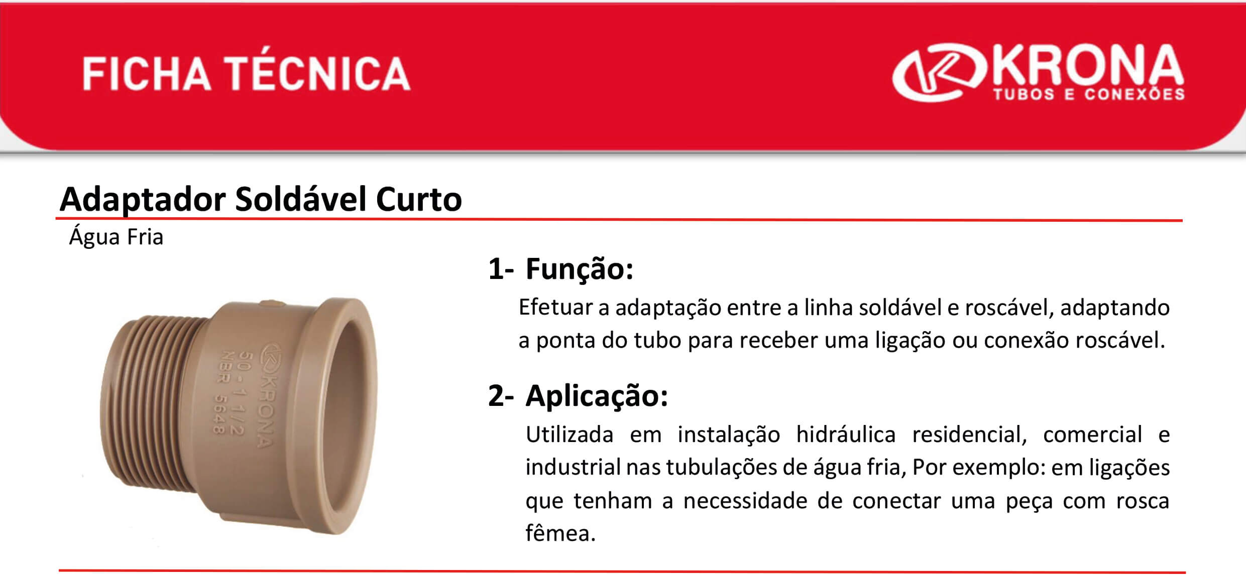 Ficha Técnica – Adaptador Soldável Curto