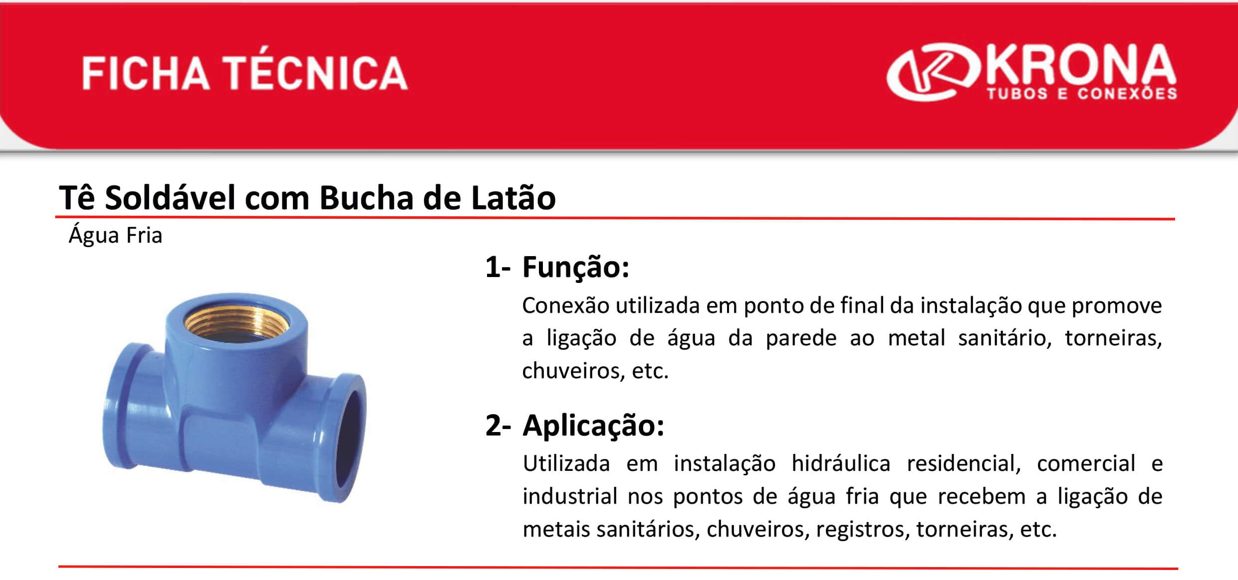 Ficha Técnica – Tê Soldável com Bucha de Latão