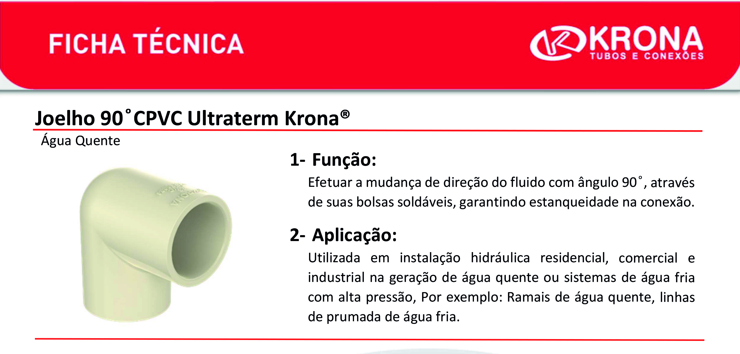 Ficha Técnica – Joelho 90° CPVC Ultraterm Krona®