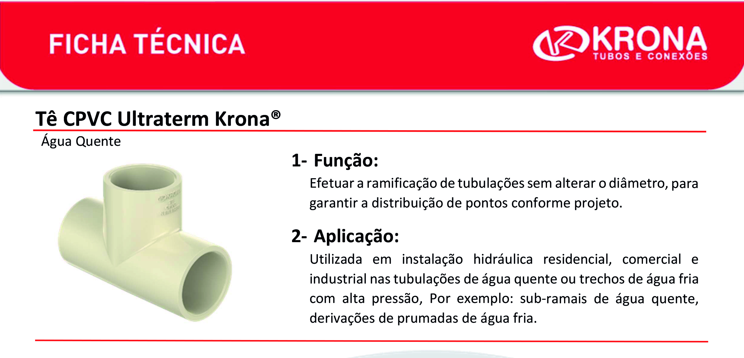 Ficha Técnica – Tê CPVC Ultraterm Krona®