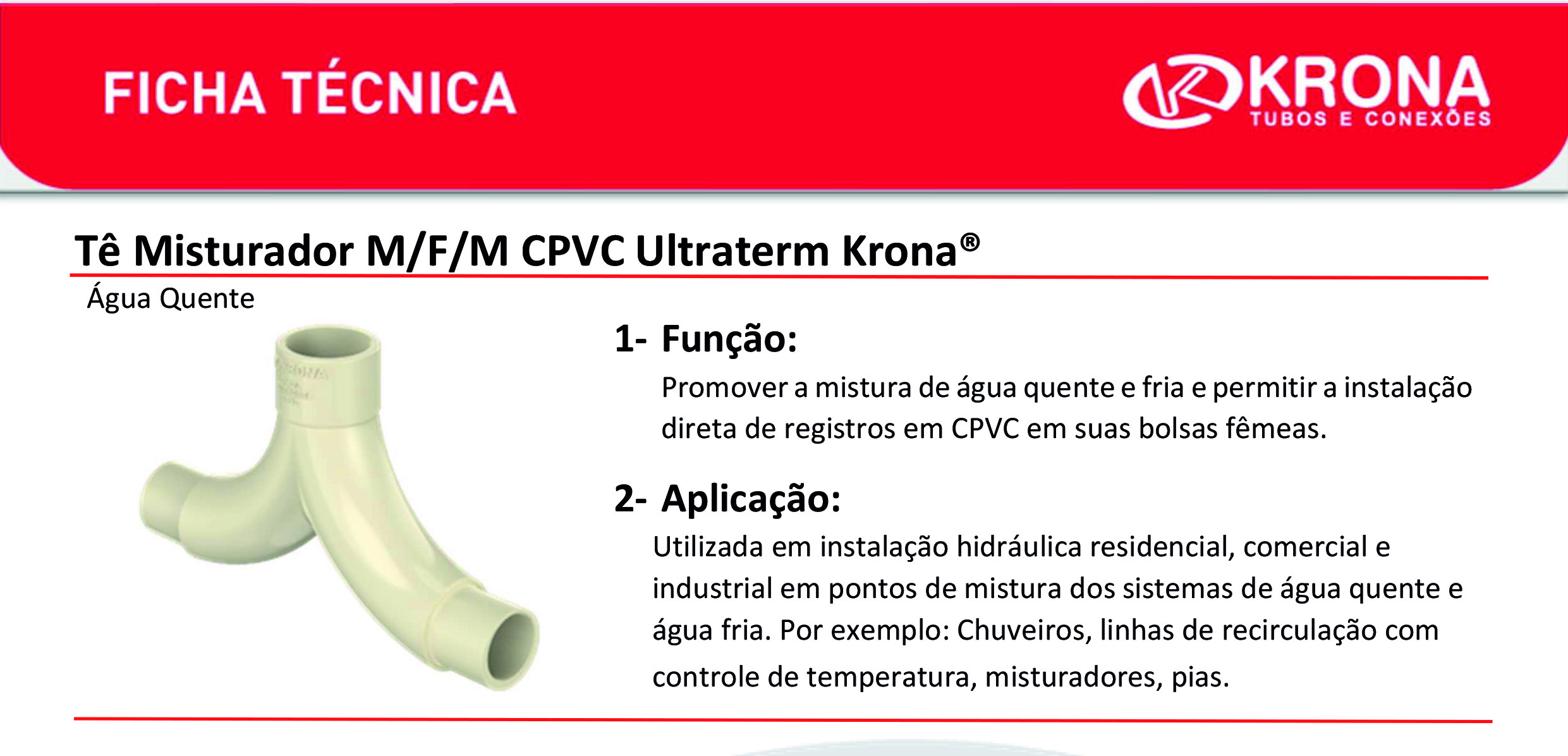 Ficha Técnica – Tê Misturador M.F.M CPVC Ultraterm Krona®