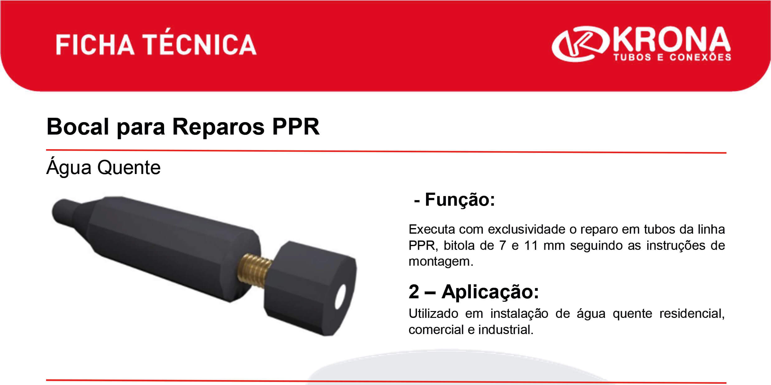 Ficha Técnica – Bocal para reparos PPR