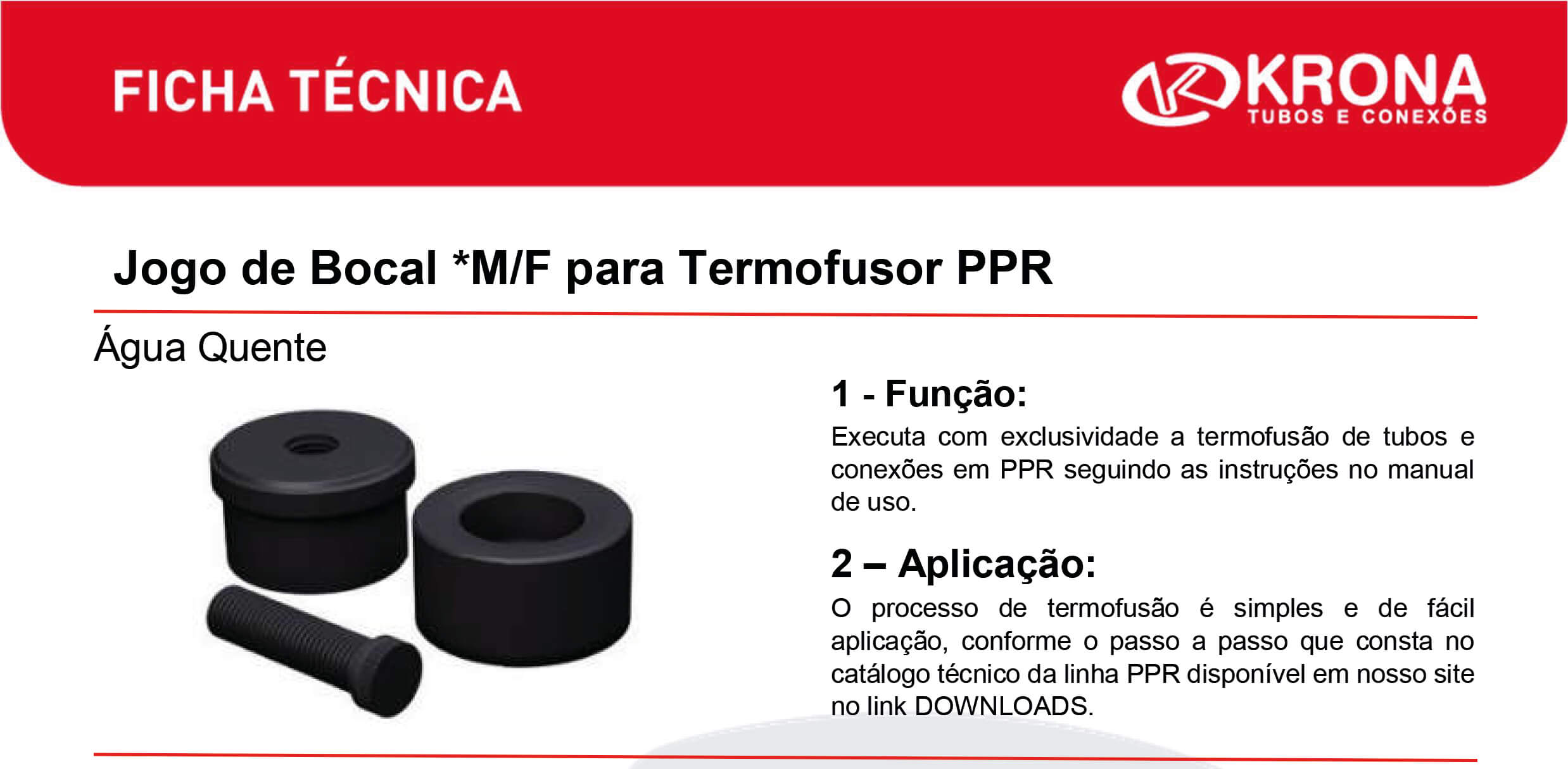 Ficha Técnica – Jogo de Bocal M_F para Termofusor PPR