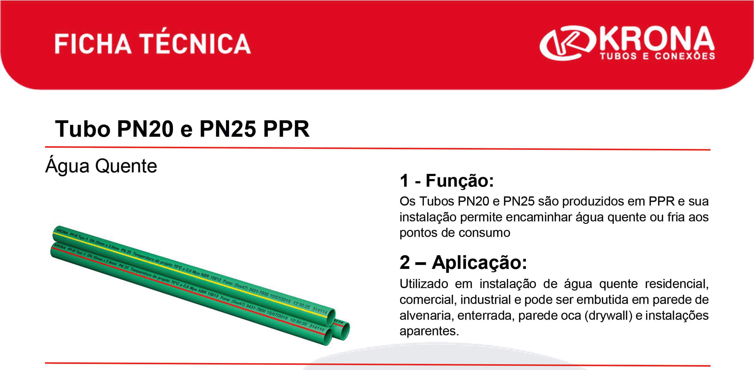Ficha Técnica – Tubo PN20 e PN25 PPR