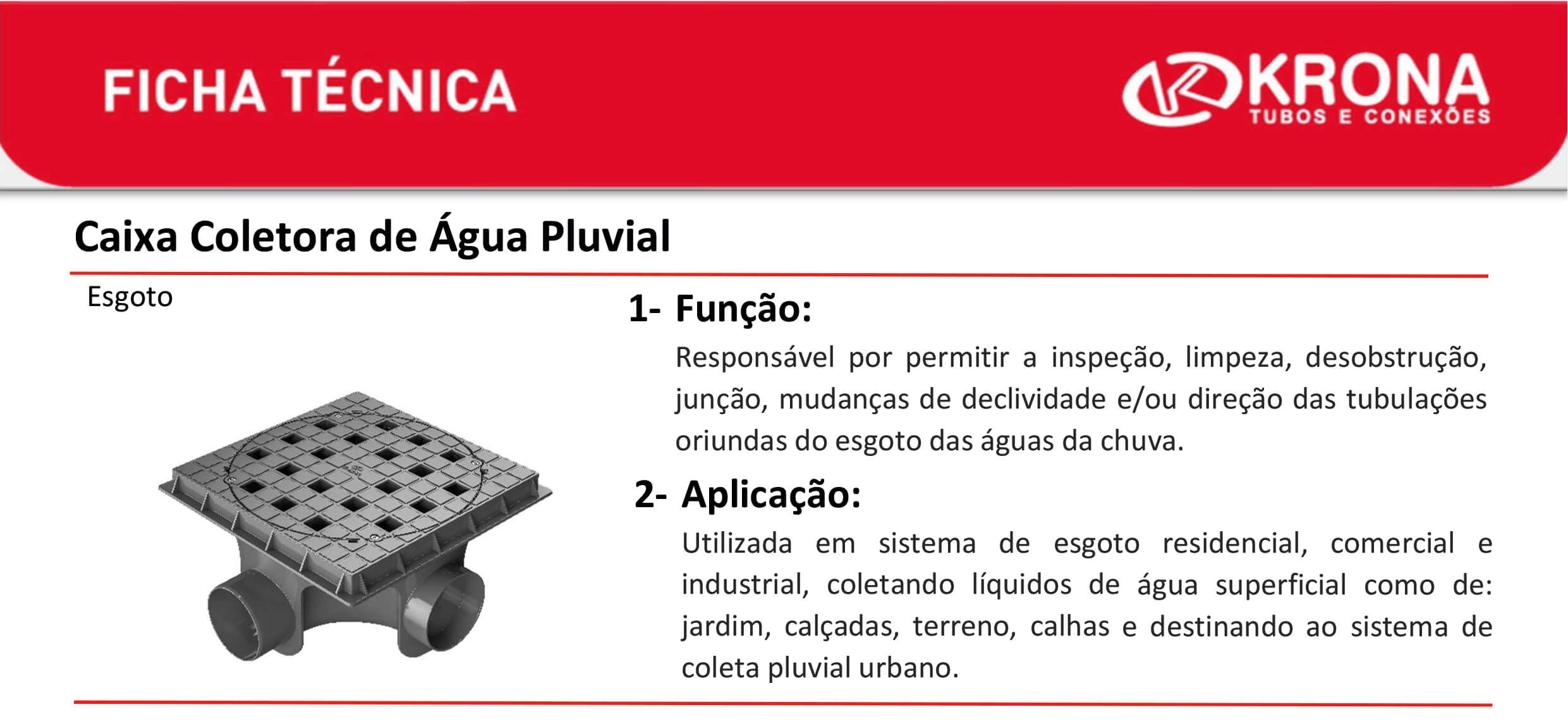 Ficha Técnica – Caixa Coletora de Água Pluvial