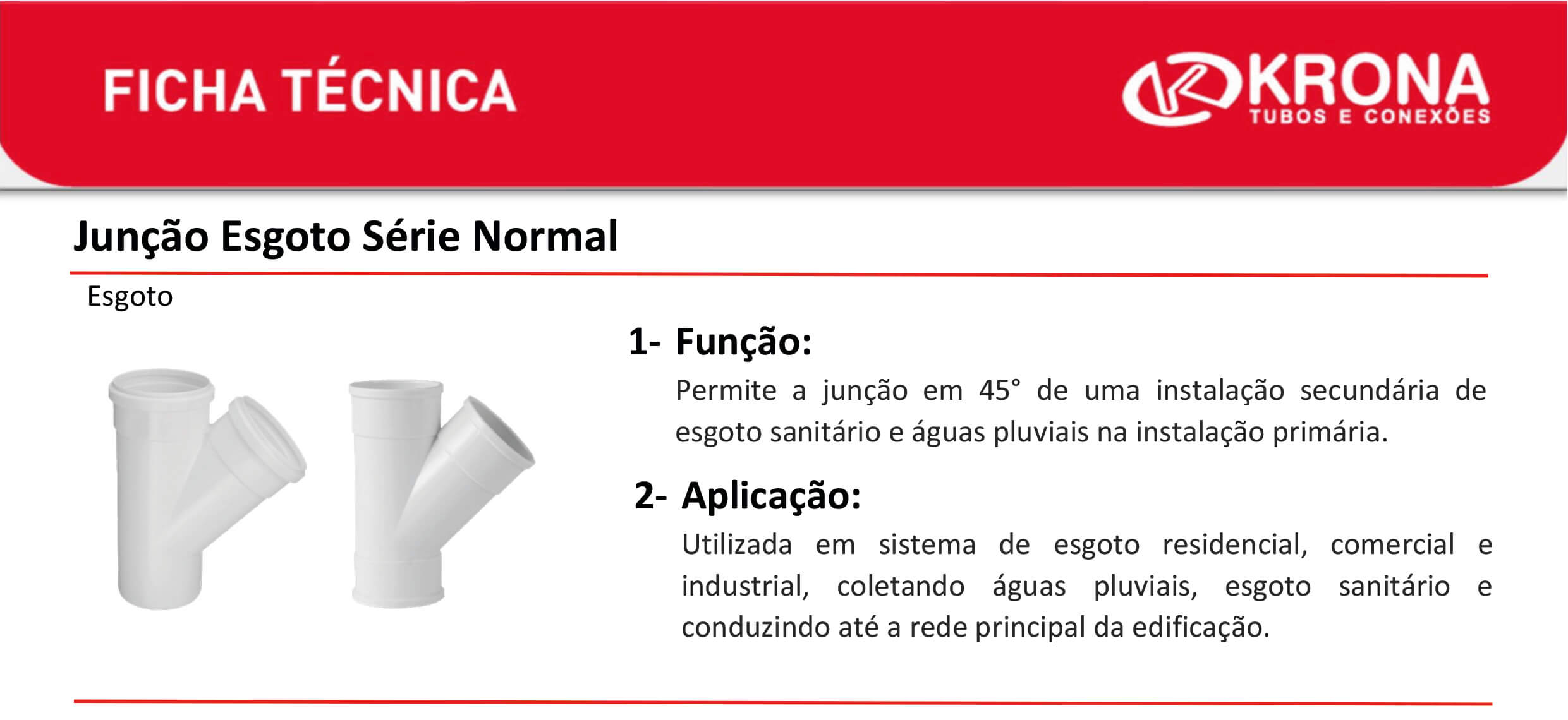 Ficha Técnica – Junção Esgoto Série Normal