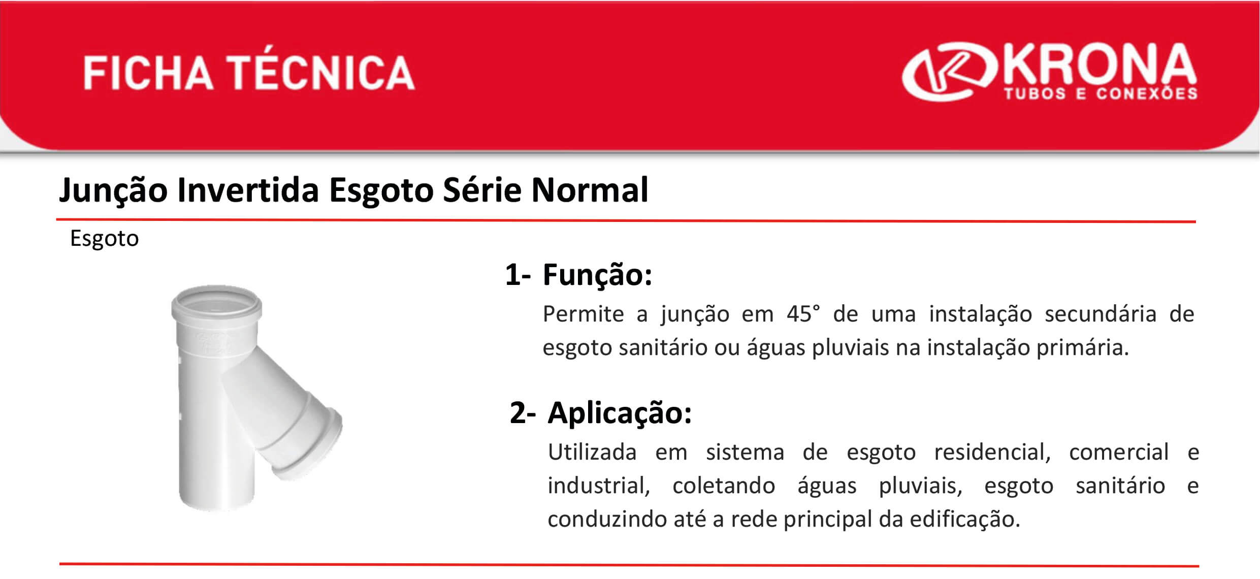 Ficha Técnica – Junção Invertida Esgoto Série Normal