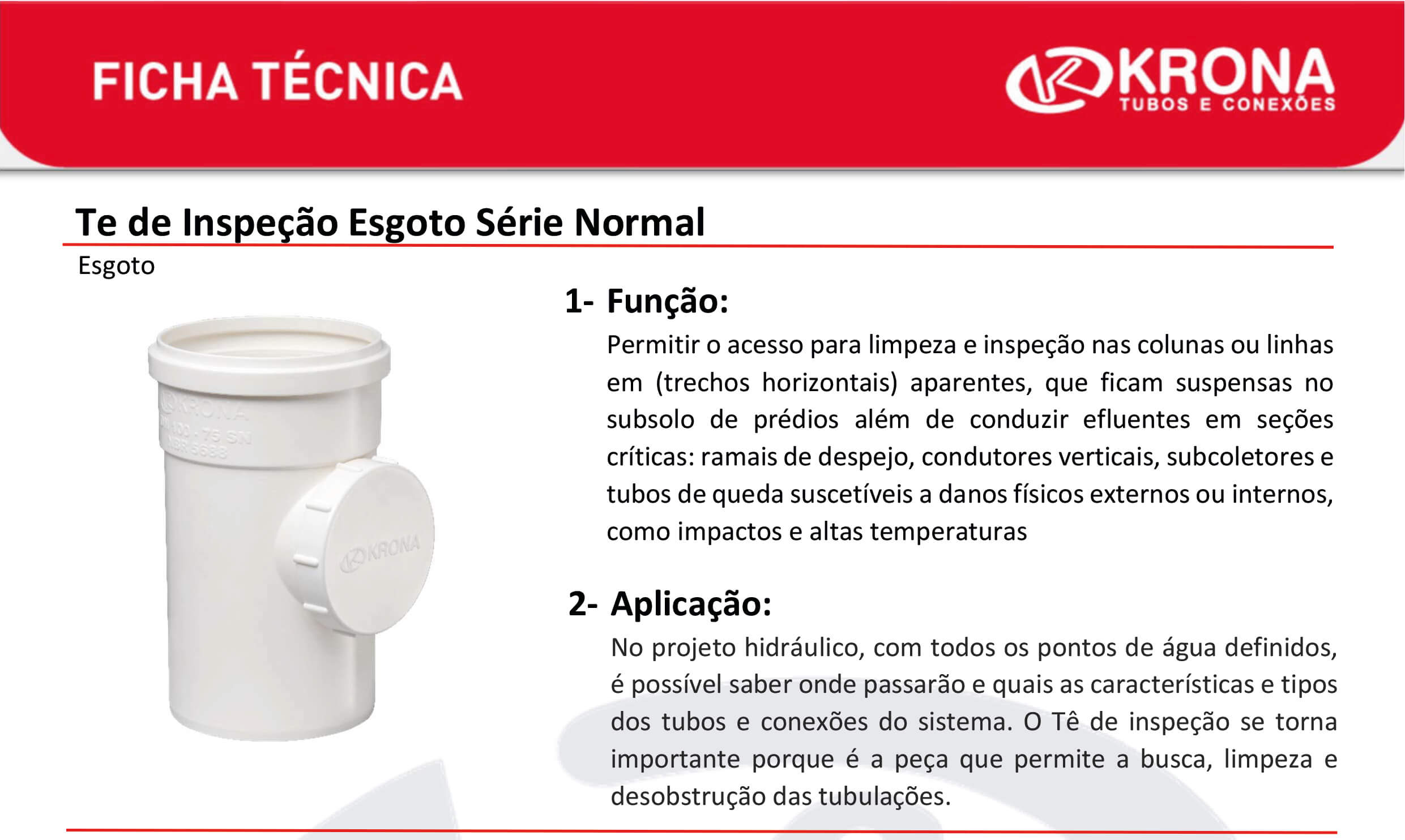 Ficha Técnica – Te de Inspeção Esgoto Série Normal