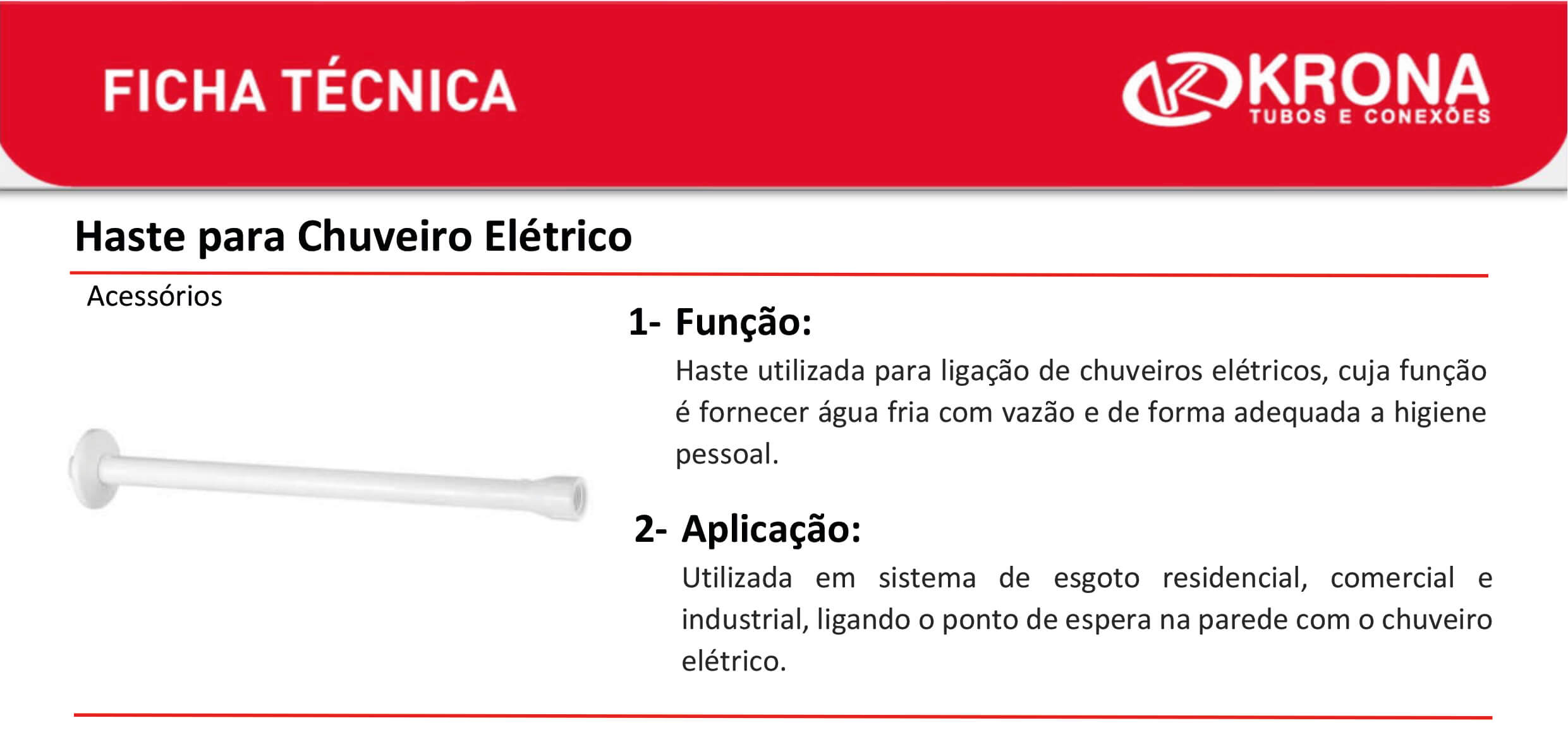 Ficha Técnica – Haste para Chuveiro Elétrico