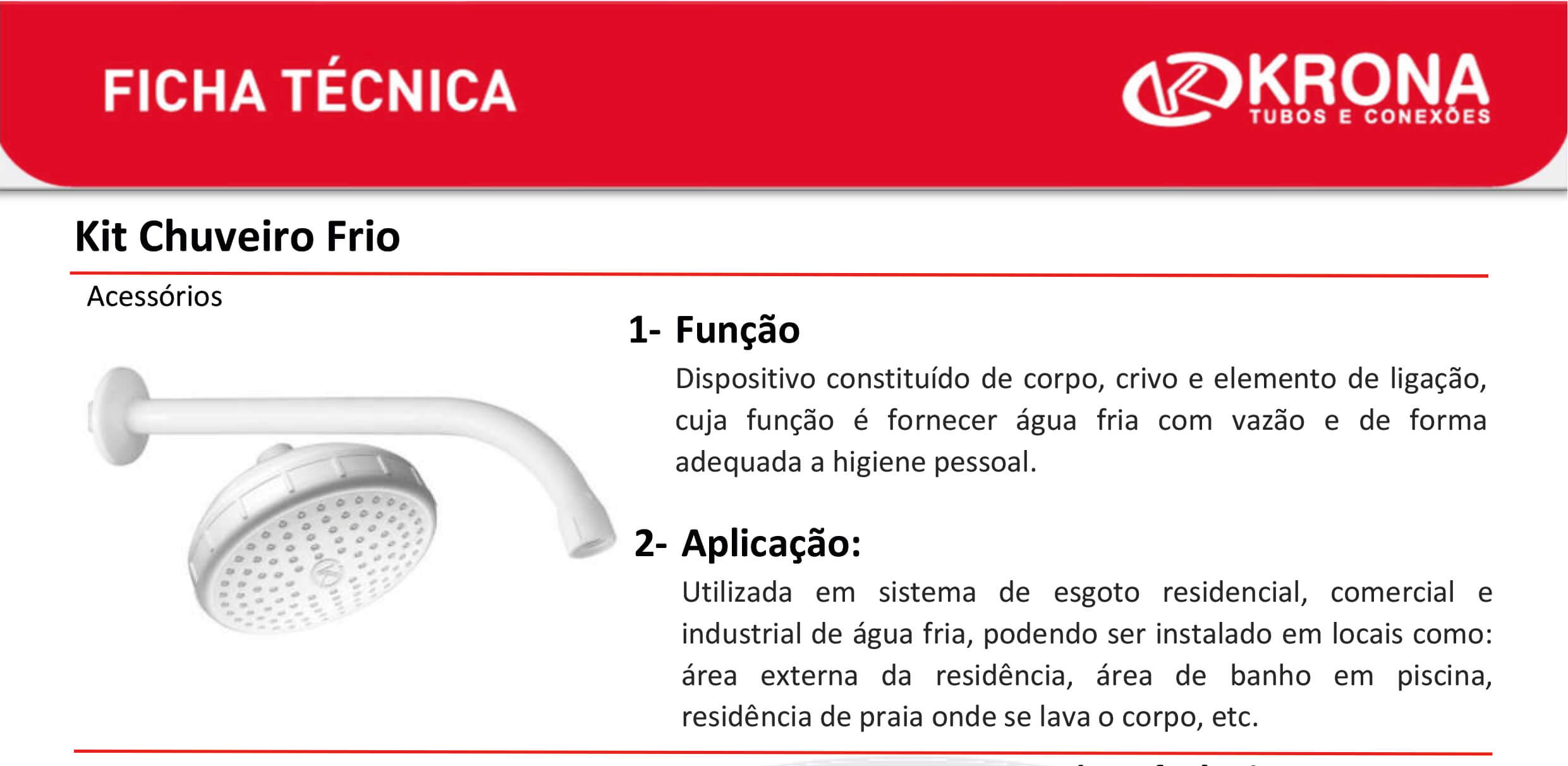 Ficha Técnica – Kit Chuveiro Frio