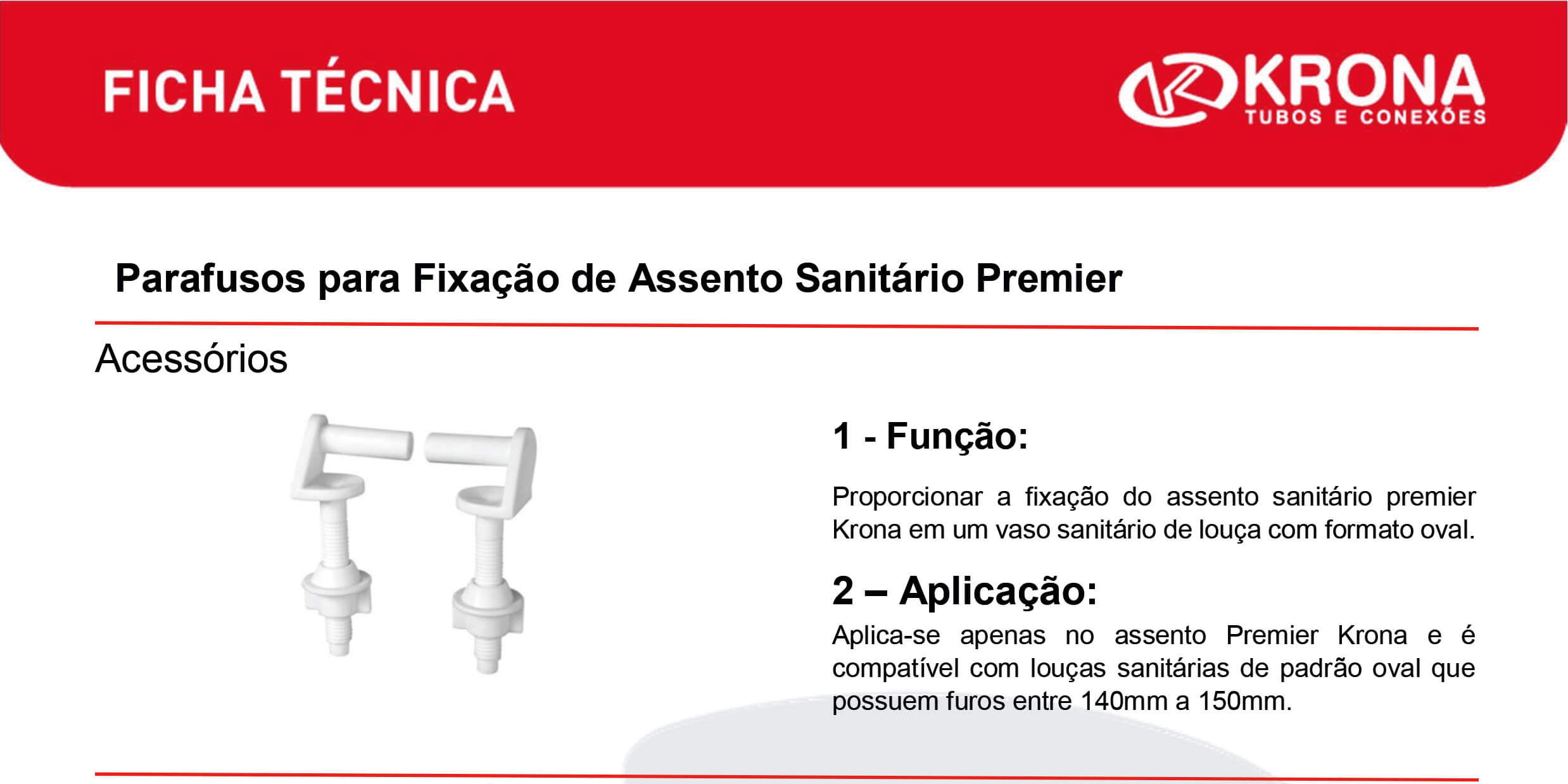 Ficha Técnica – Parafusos para fixação de Assento Sanitário