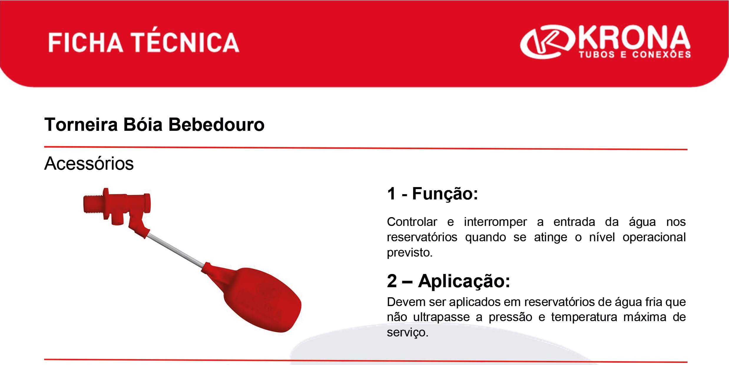 Ficha Técnica – Torneira Boia Bebedouro