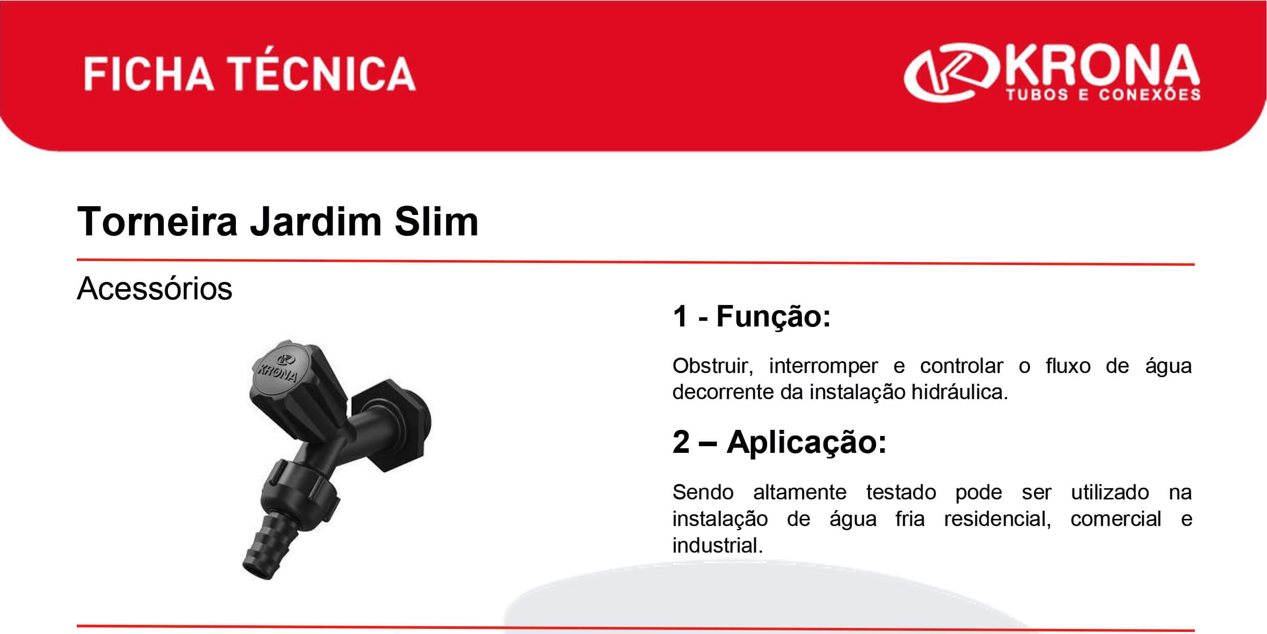 Ficha Técnica – Torneira Jardim Slim