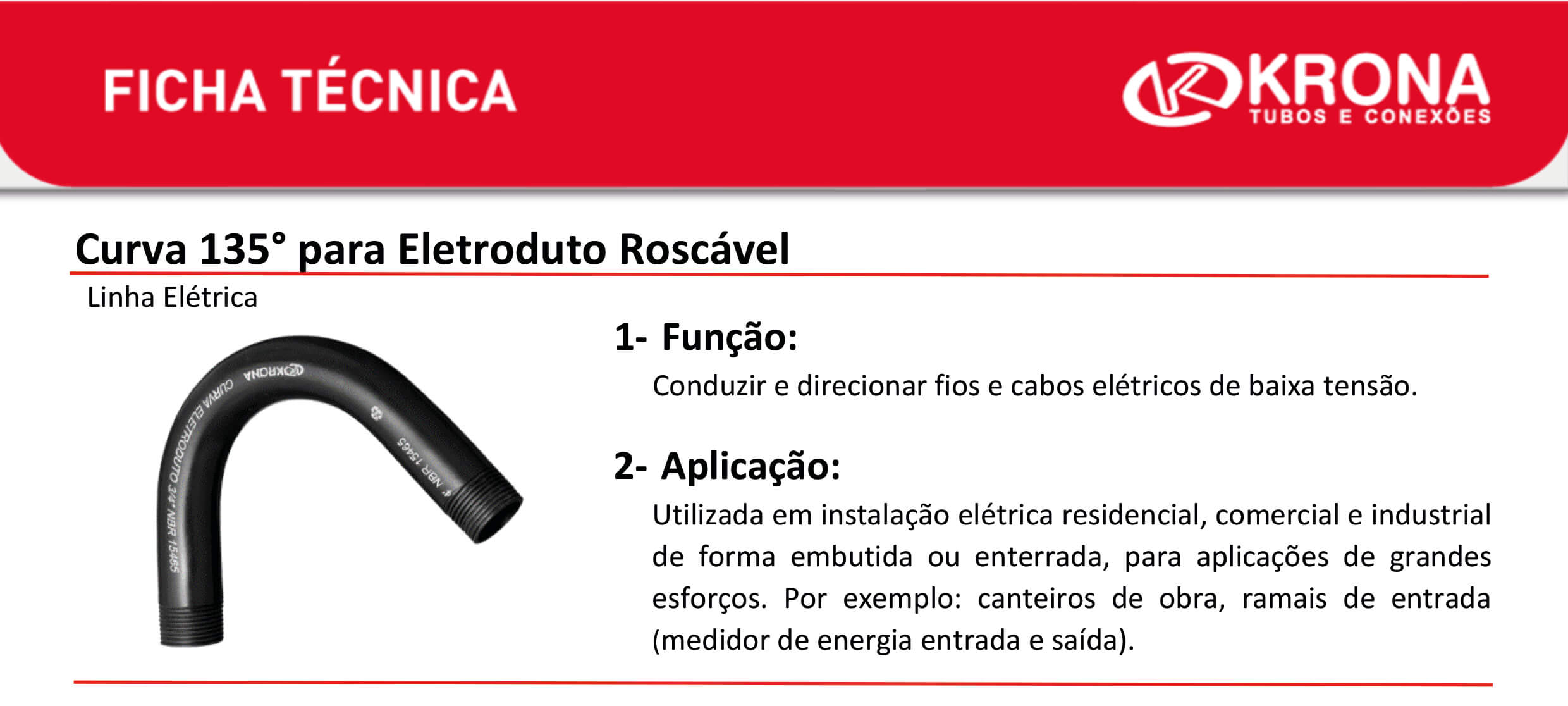 Ficha Técnica – Curva 135° para Eletroduto Roscável