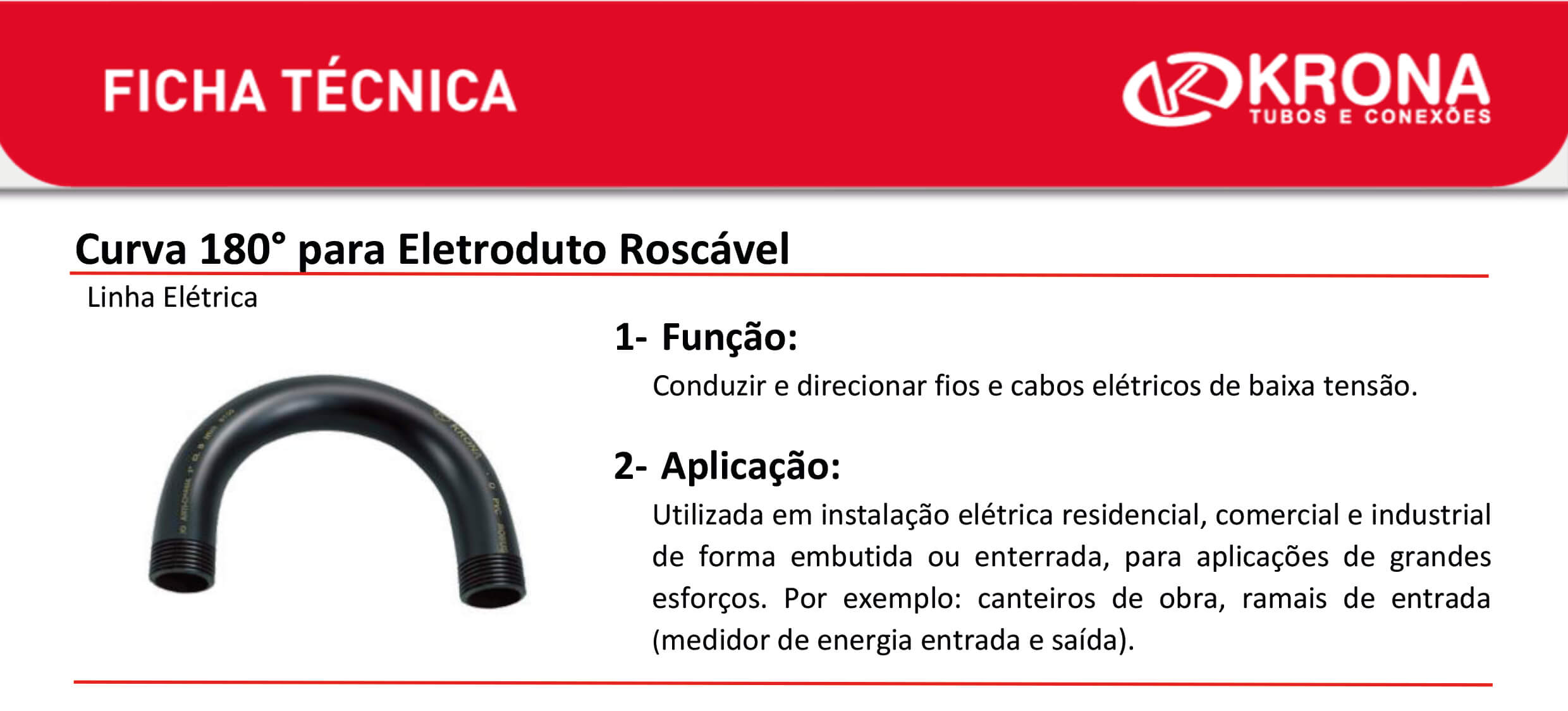 Ficha Técnica – Curva 180° para Eletroduto Roscável