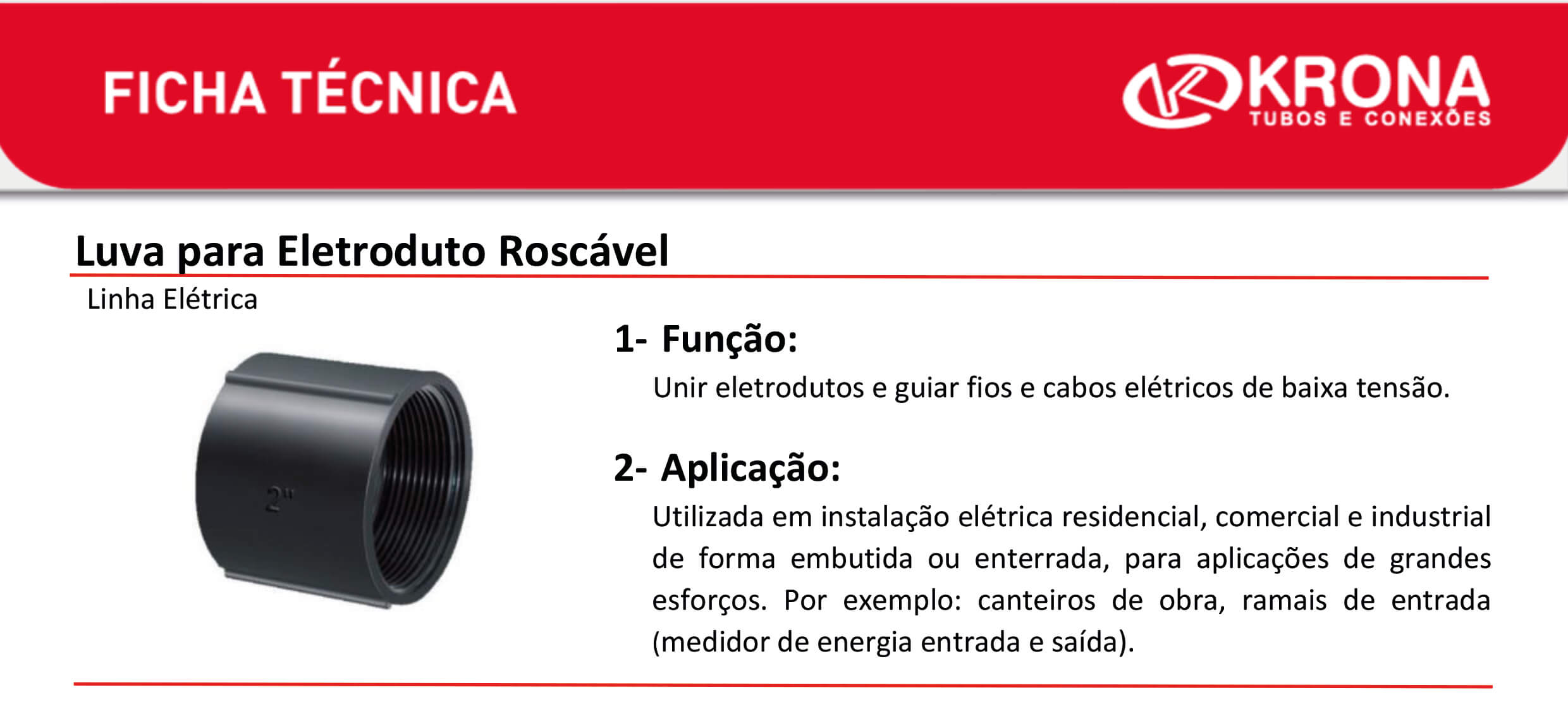 Ficha Técnica – Luva para Eletroduto Roscável