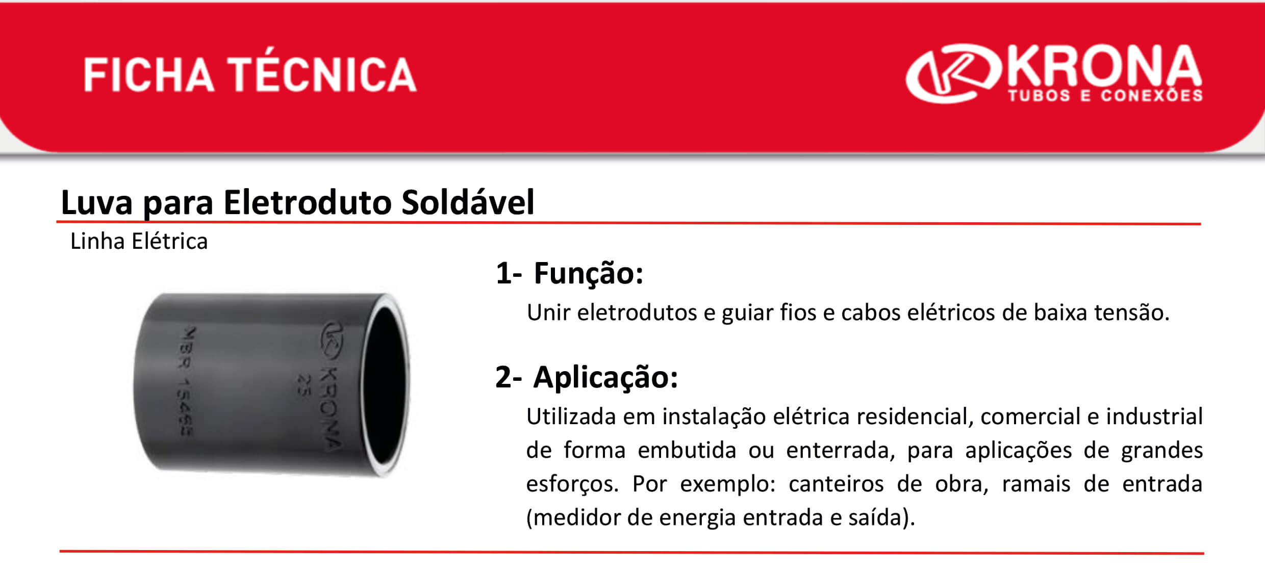 Ficha Técnica – Luva para Eletroduto Soldável