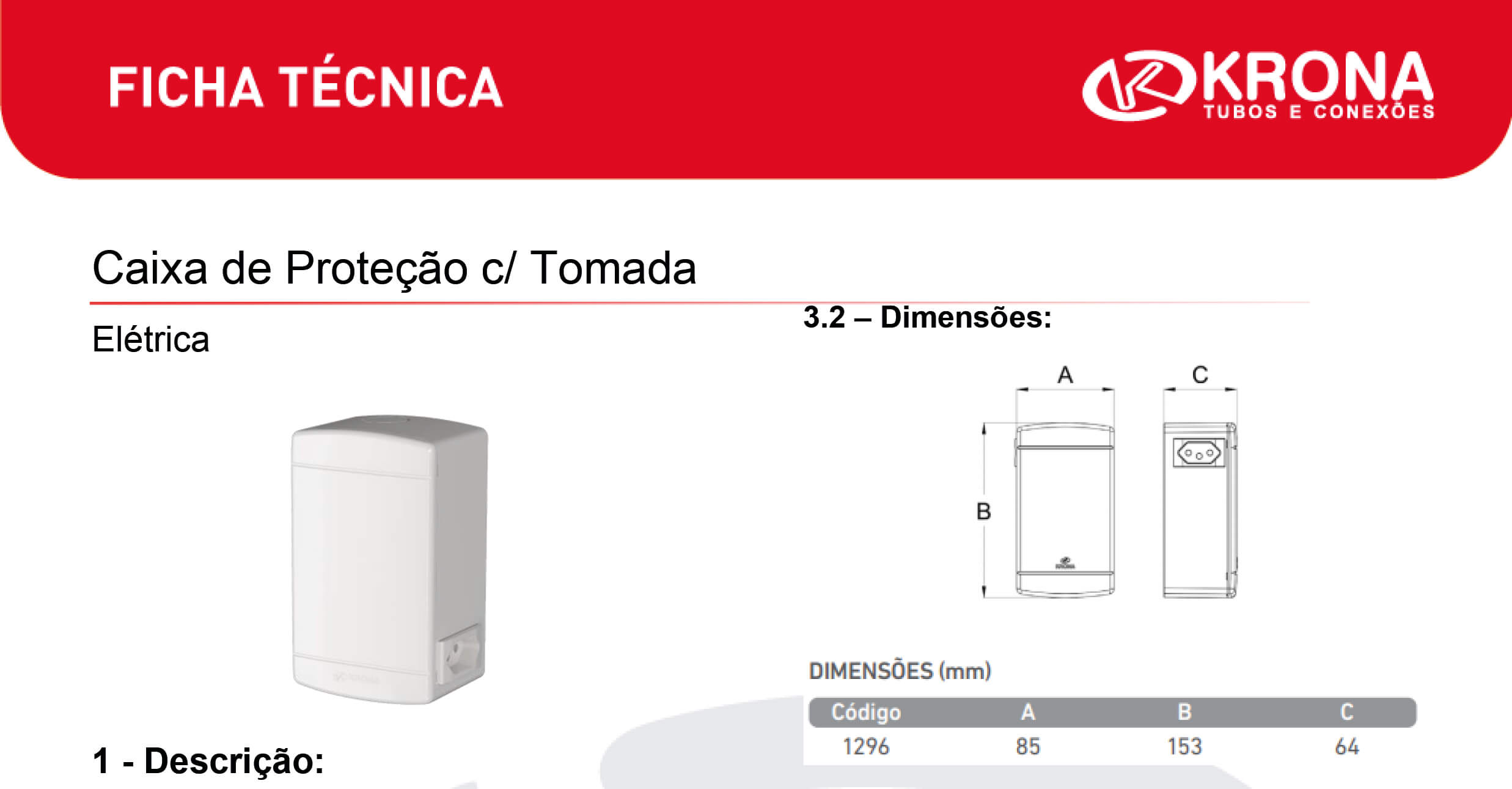 Ficha Técnica-Caixa de Proteção com tomada