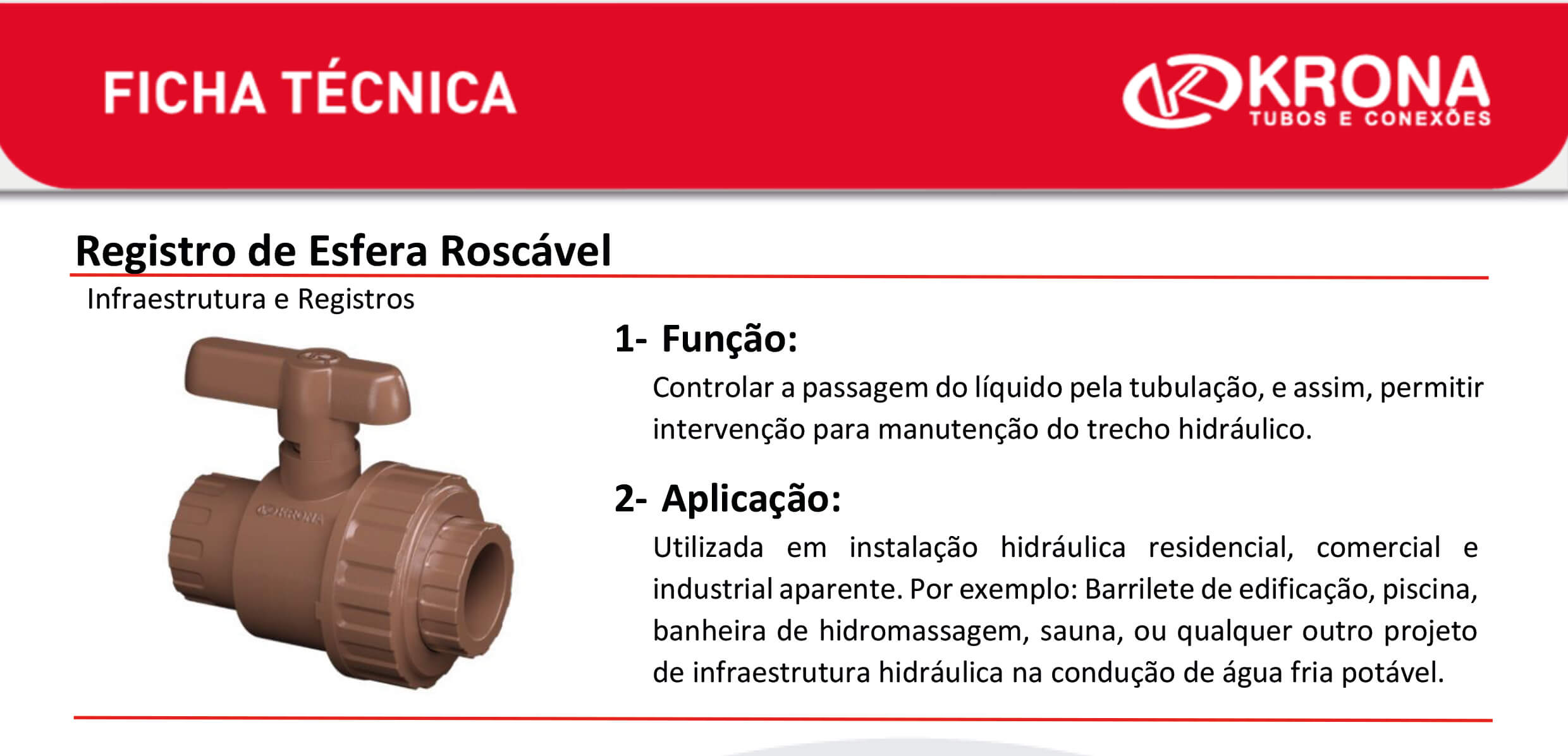 Ficha Técnica – Registro de Esfera com Rosca Externa