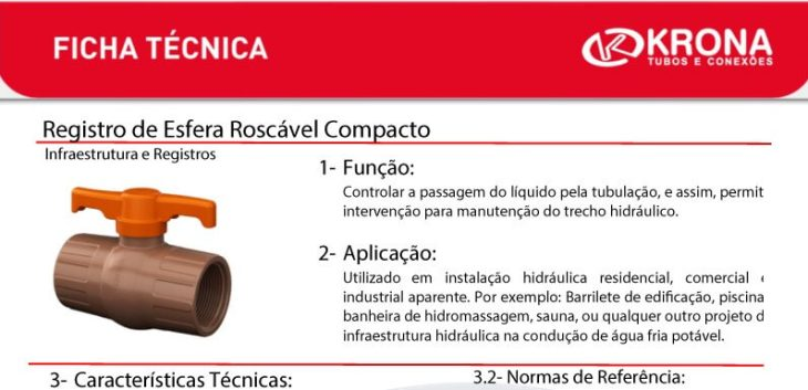 Ficha Técnica – Registro de Esfera Roscável Compacto