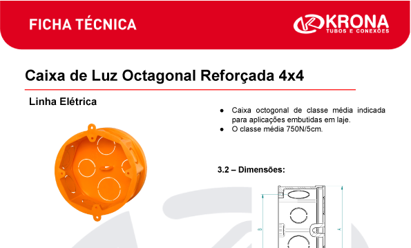 Ficha Técnica – Caixa de Luz Octagonal Reforçada 4×4