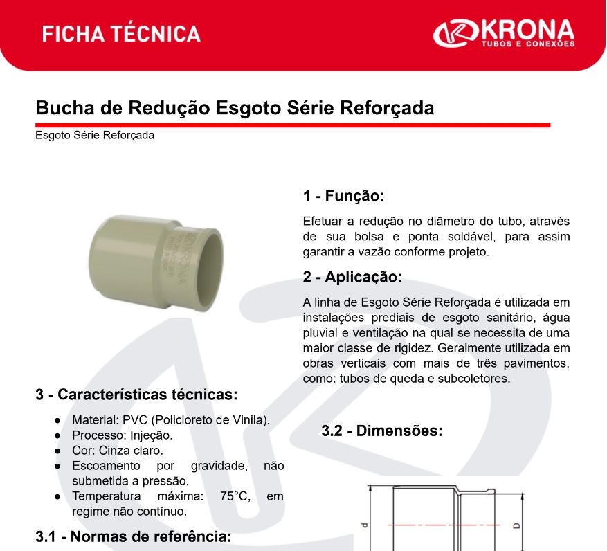 Ficha Técnica – Bucha de Redução Esgoto Série Reforçada