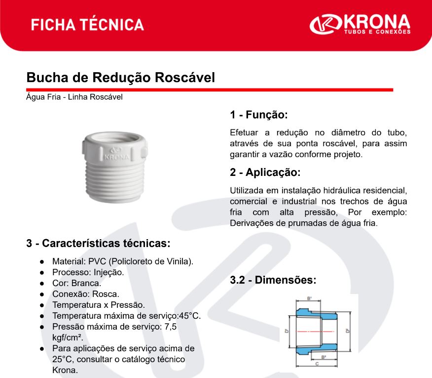 Ficha Técnica – Bucha de Redução Roscável