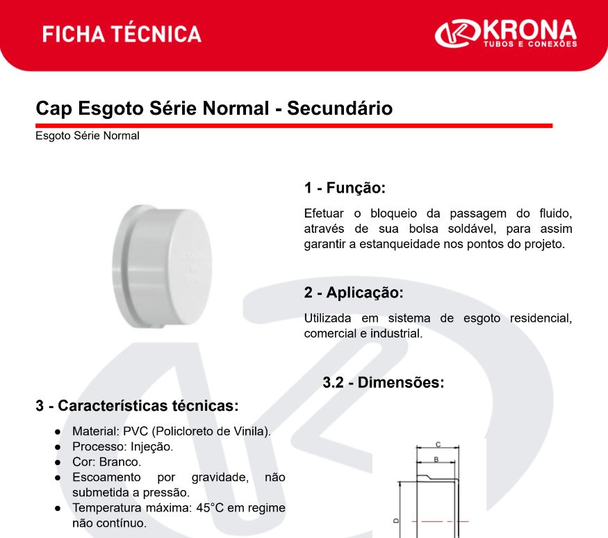 Ficha Técnica – Cap Esgoto Série Normal – Secundário