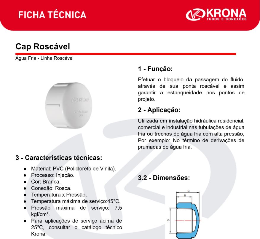 Ficha Técnica – Cap Roscável