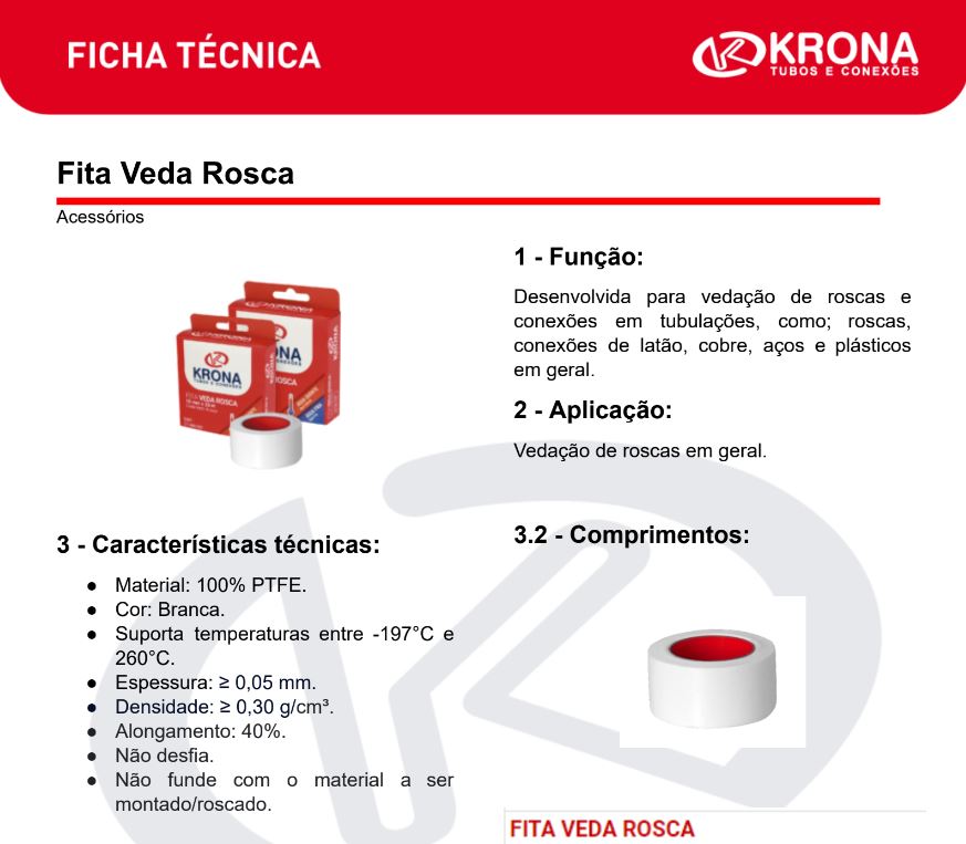 Ficha Técnica – Fita Veda Rosca