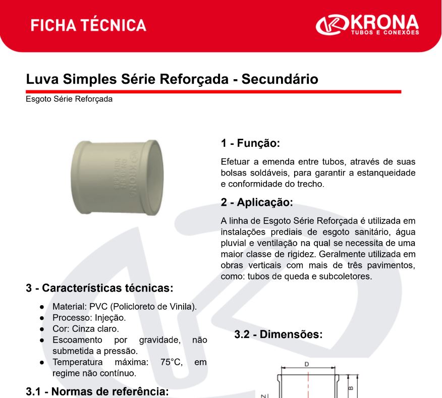 Ficha Técnica – Luva Simples Série Reforçada – Secundário