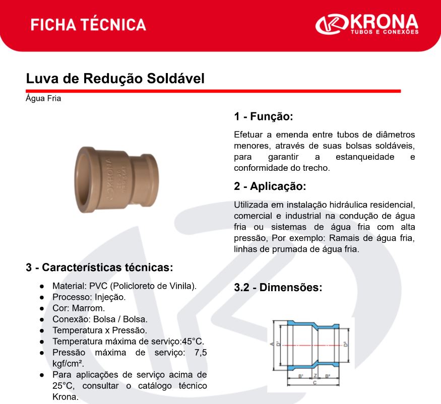 Ficha Técnica – Luva de Redução Soldável