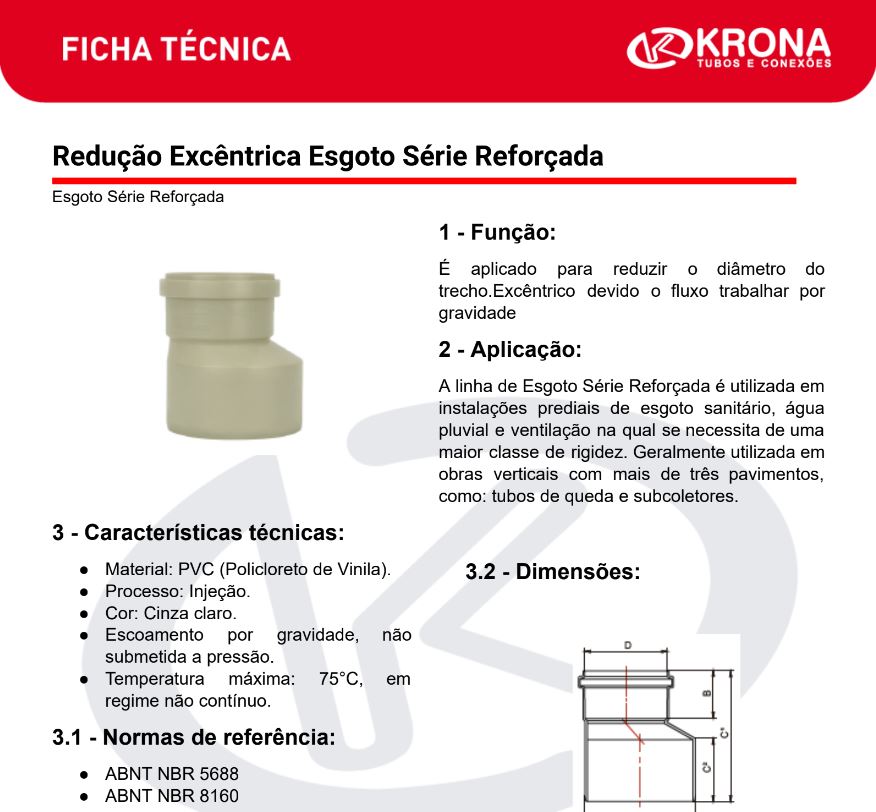 Ficha Técnica – Redução Excêntrica Esgoto Série Reforçada